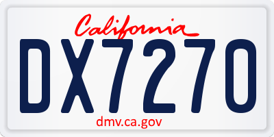 CA license plate DX7270