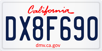 CA license plate DX8F690