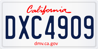 CA license plate DXC4909