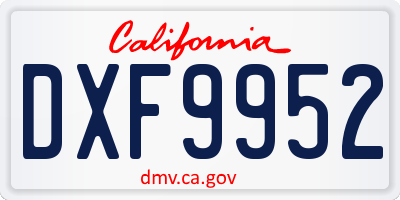 CA license plate DXF9952