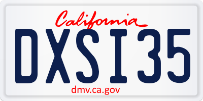 CA license plate DXSI35