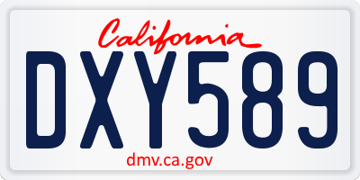 CA license plate DXY589