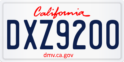 CA license plate DXZ9200