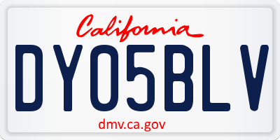 CA license plate DY05BLV