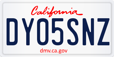 CA license plate DY05SNZ