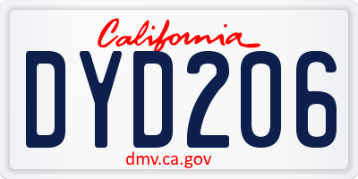 CA license plate DYD206