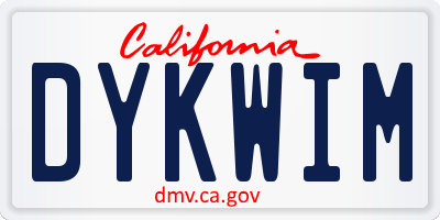 CA license plate DYKWIM