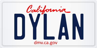 CA license plate DYLAN