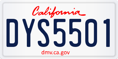 CA license plate DYS5501