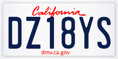 CA license plate DZ18YS