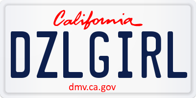 CA license plate DZLGIRL