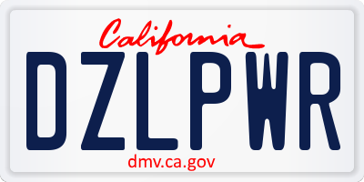 CA license plate DZLPWR