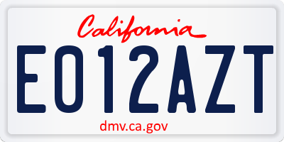 CA license plate E012AZT