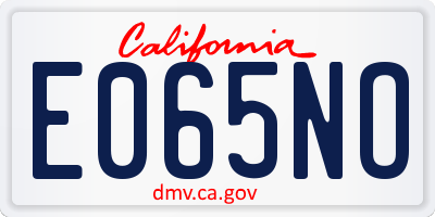 CA license plate E065NO