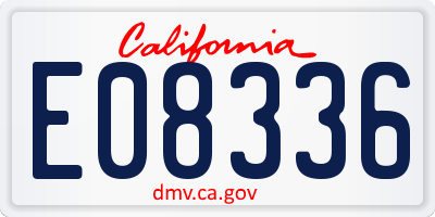 CA license plate E08336