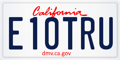 CA license plate E10TRU