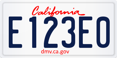 CA license plate E123E0