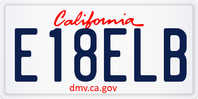 CA license plate E18ELB