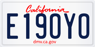 CA license plate E19OYO