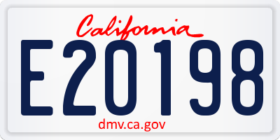 CA license plate E20198