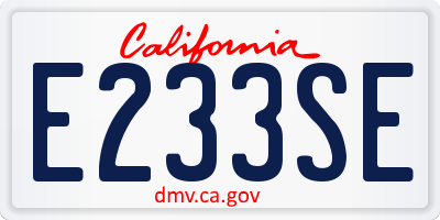 CA license plate E233SE