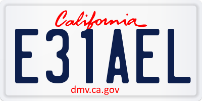 CA license plate E31AEL