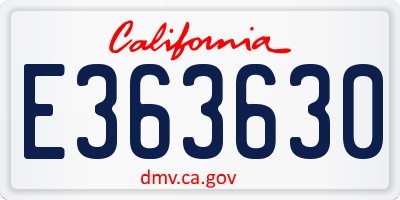 CA license plate E363630