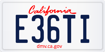 CA license plate E36TI