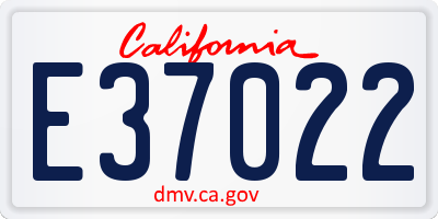 CA license plate E37022