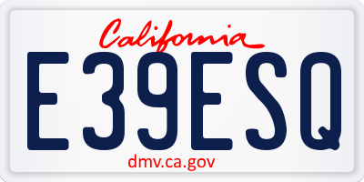 CA license plate E39ESQ