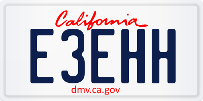 CA license plate E3EHH