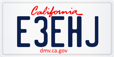 CA license plate E3EHJ