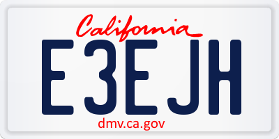 CA license plate E3EJH