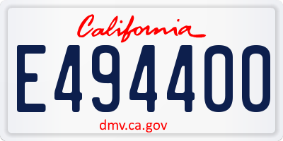 CA license plate E494400