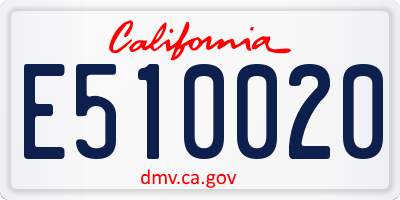 CA license plate E510020