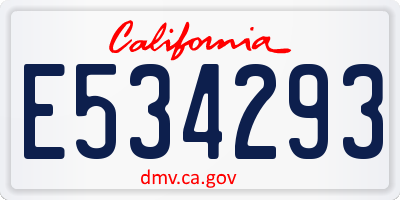 CA license plate E534293