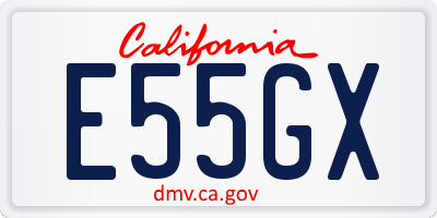 CA license plate E55GX