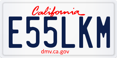 CA license plate E55LKM