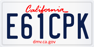 CA license plate E61CPK