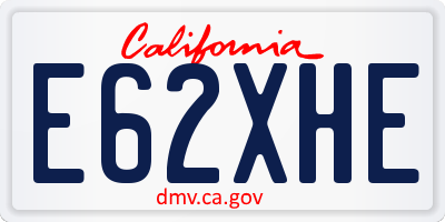 CA license plate E62XHE