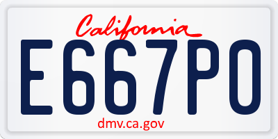 CA license plate E667P0