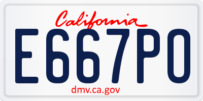 CA license plate E667PO