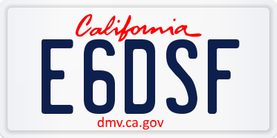 CA license plate E6DSF