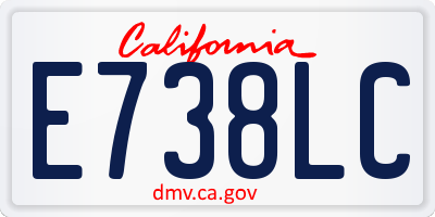 CA license plate E738LC