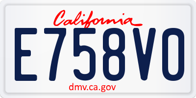 CA license plate E758V0