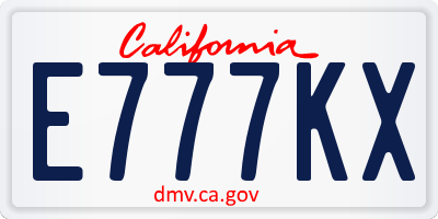 CA license plate E777KX