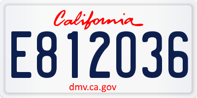 CA license plate E812O36