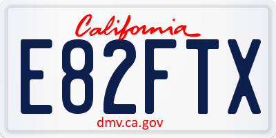 CA license plate E82FTX