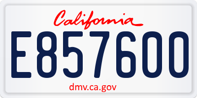 CA license plate E857600