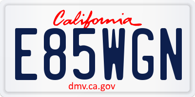 CA license plate E85WGN